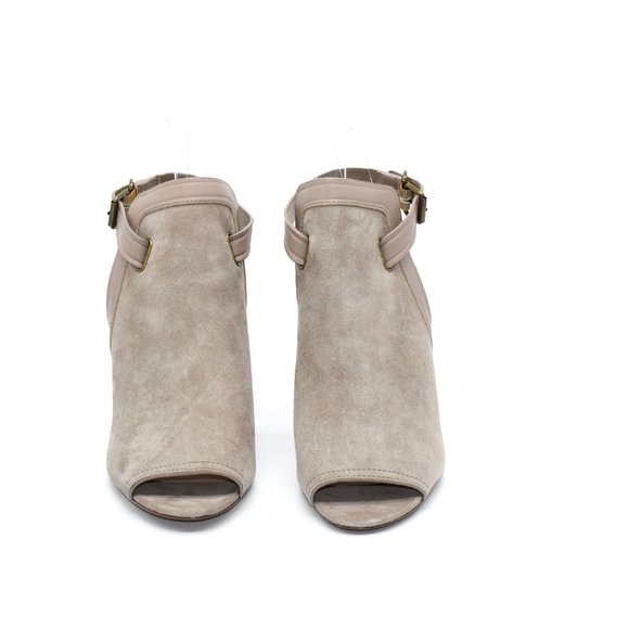 Joe's Jeans Open Toe Taupe Suede Sandal Booties 11 - Picture 3 of 6